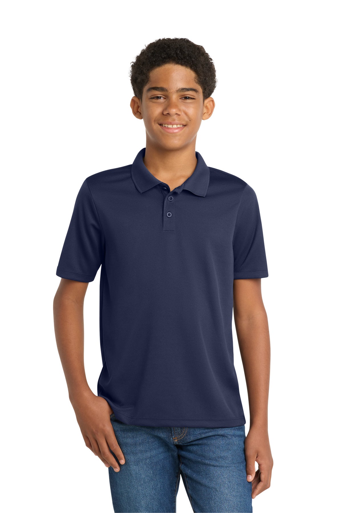 Custom logo Sport-Tek® Youth PosiCharge® RacerMesh® Polo. YST640 in True Navy