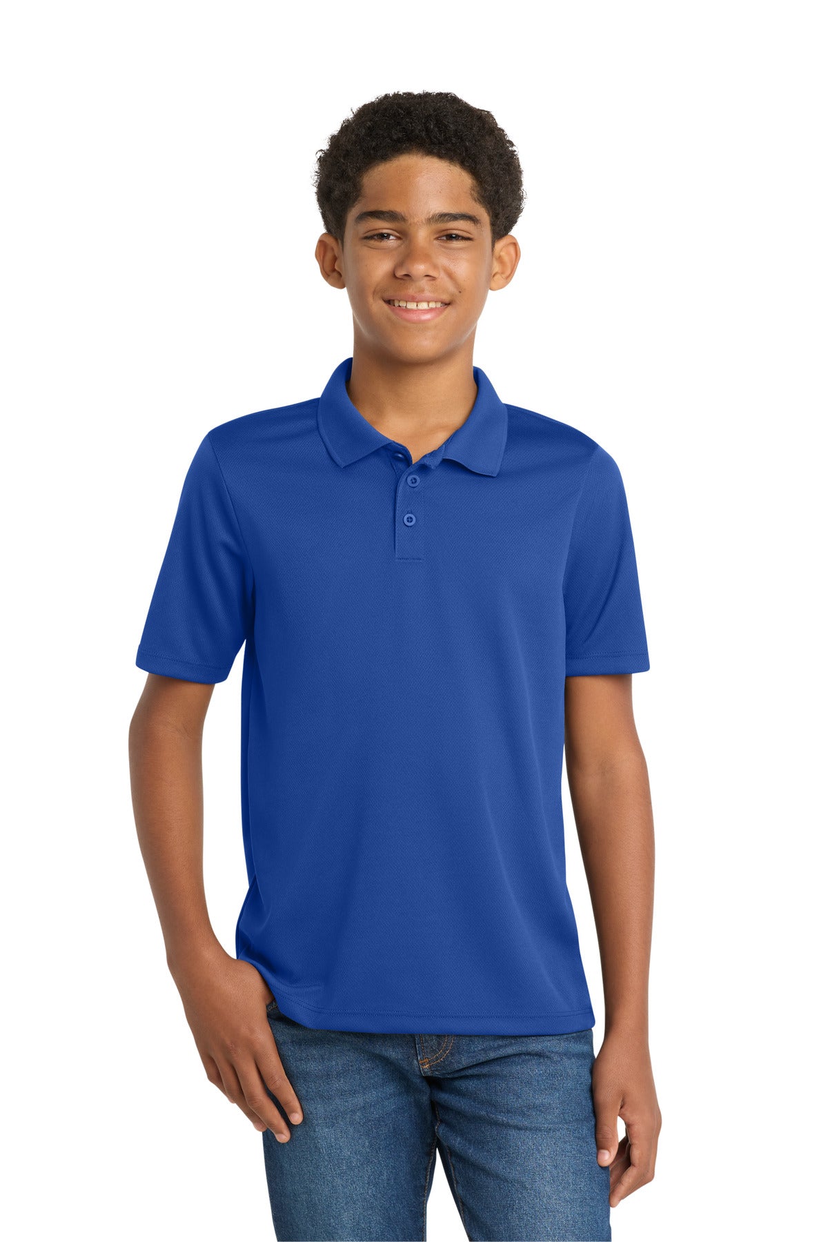 Custom logo Sport-Tek® Youth PosiCharge® RacerMesh® Polo. YST640 in True Royal