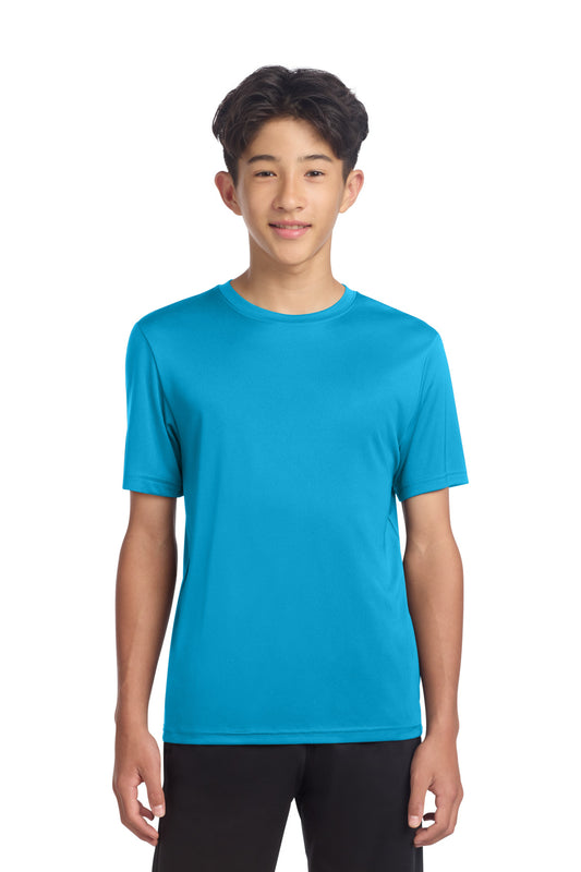 Custom logo Sport-Tek® Youth PosiCharge® Re-Compete Tee YST720 in Atomic Blue