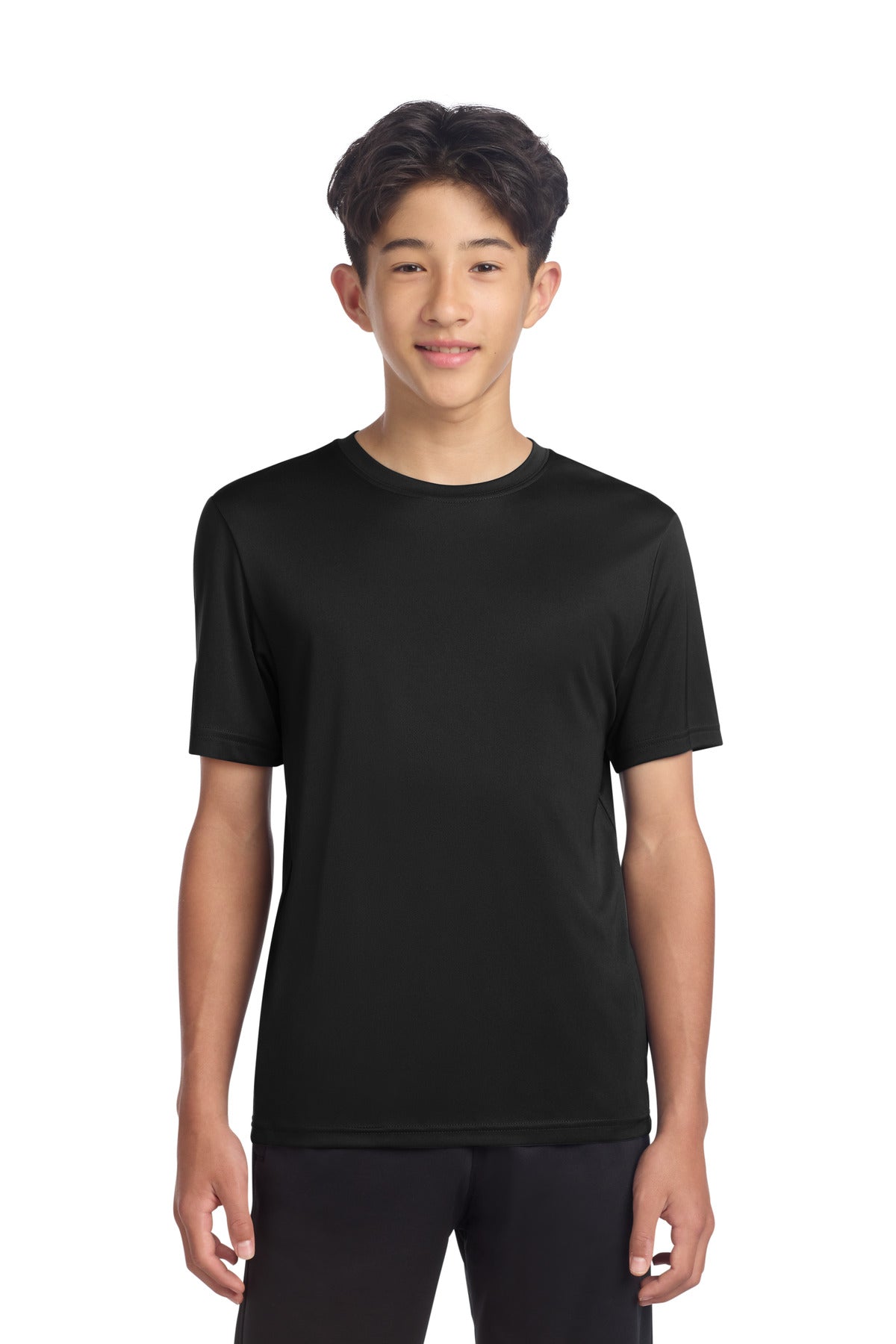 Custom logo Sport-Tek® Youth PosiCharge® Re-Compete Tee YST720 in Black