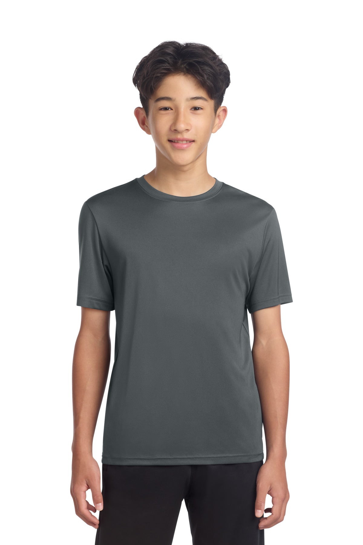 Custom logo Sport-Tek® Youth PosiCharge® Re-Compete Tee YST720 in Iron Grey