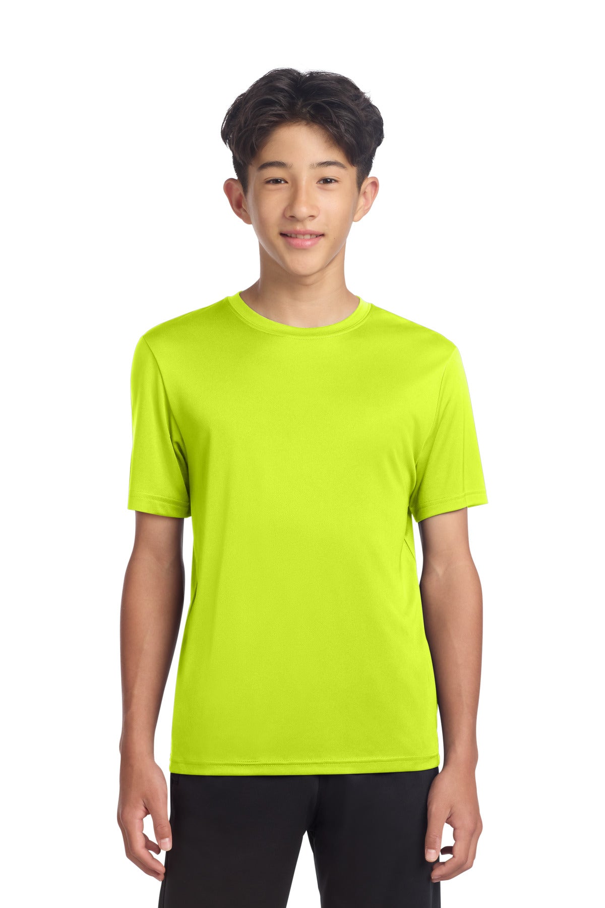 Custom logo Sport-Tek® Youth PosiCharge® Re-Compete Tee YST720 in Neon Yellow