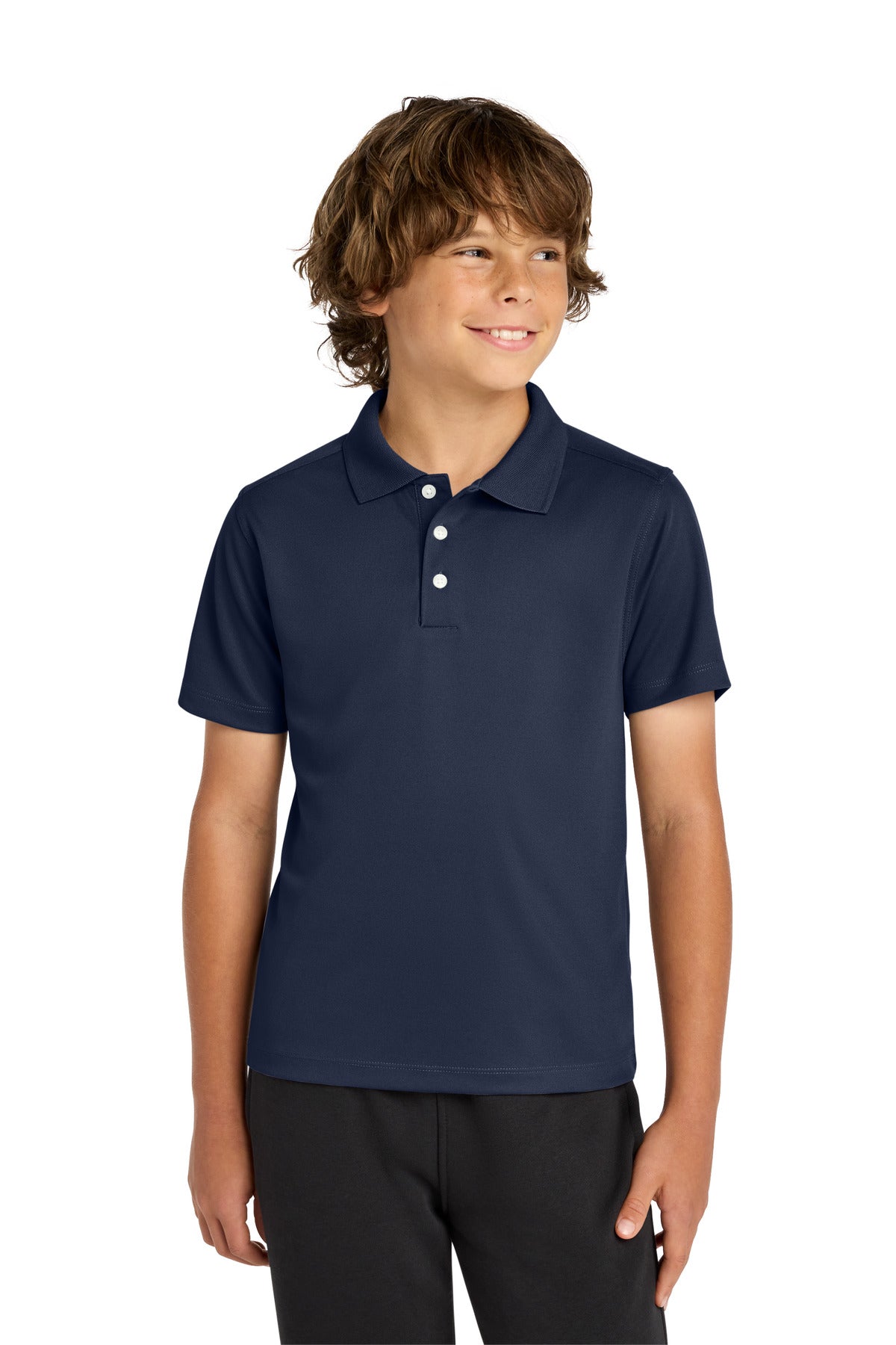 Custom logo Sport-Tek® Youth UV Micropique Polo YST740 in True Navy