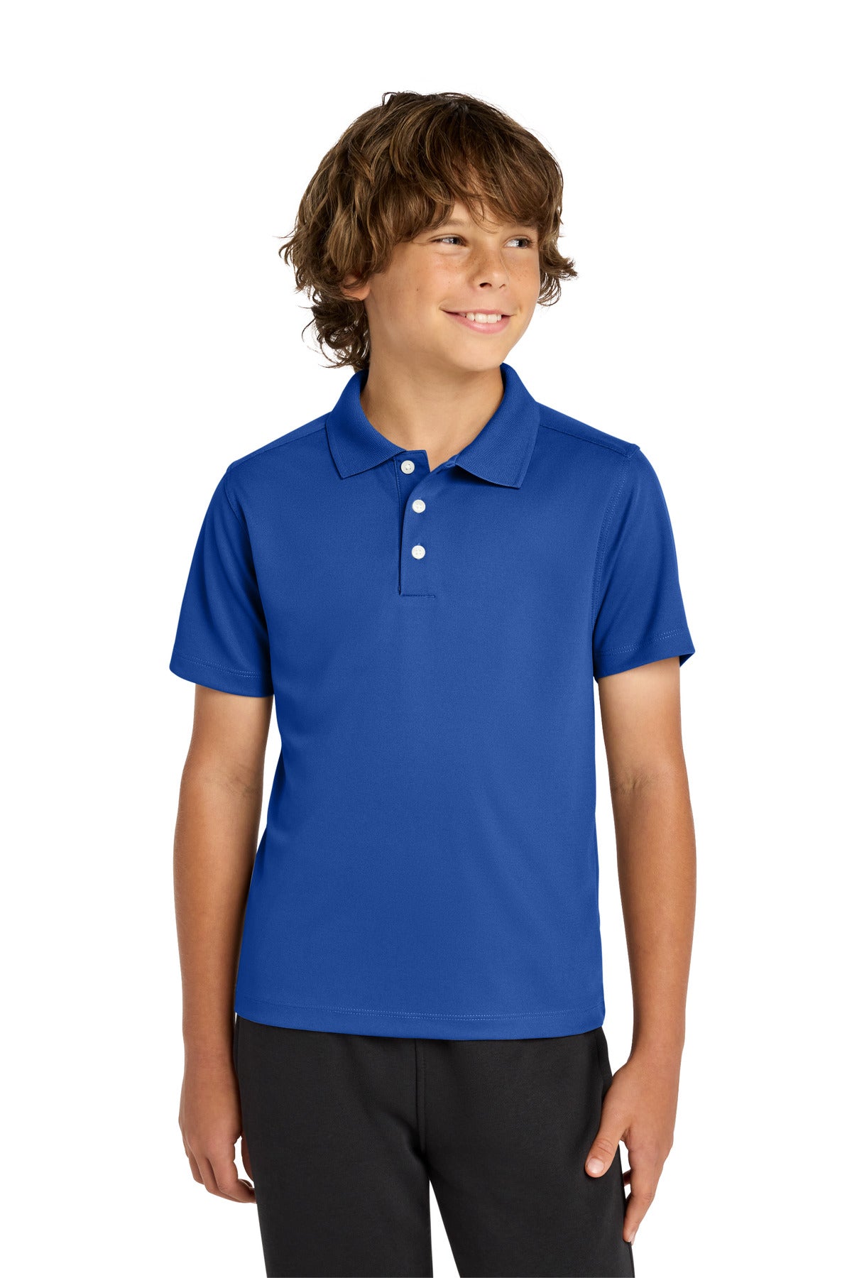 Custom logo Sport-Tek® Youth UV Micropique Polo YST740 in True Royal