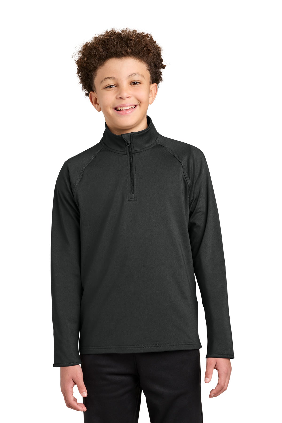 Custom logo Sport-Tek® Youth Sport-Wick® Stretch 1/4-Zip Pullover YST850 in Charcoal Grey