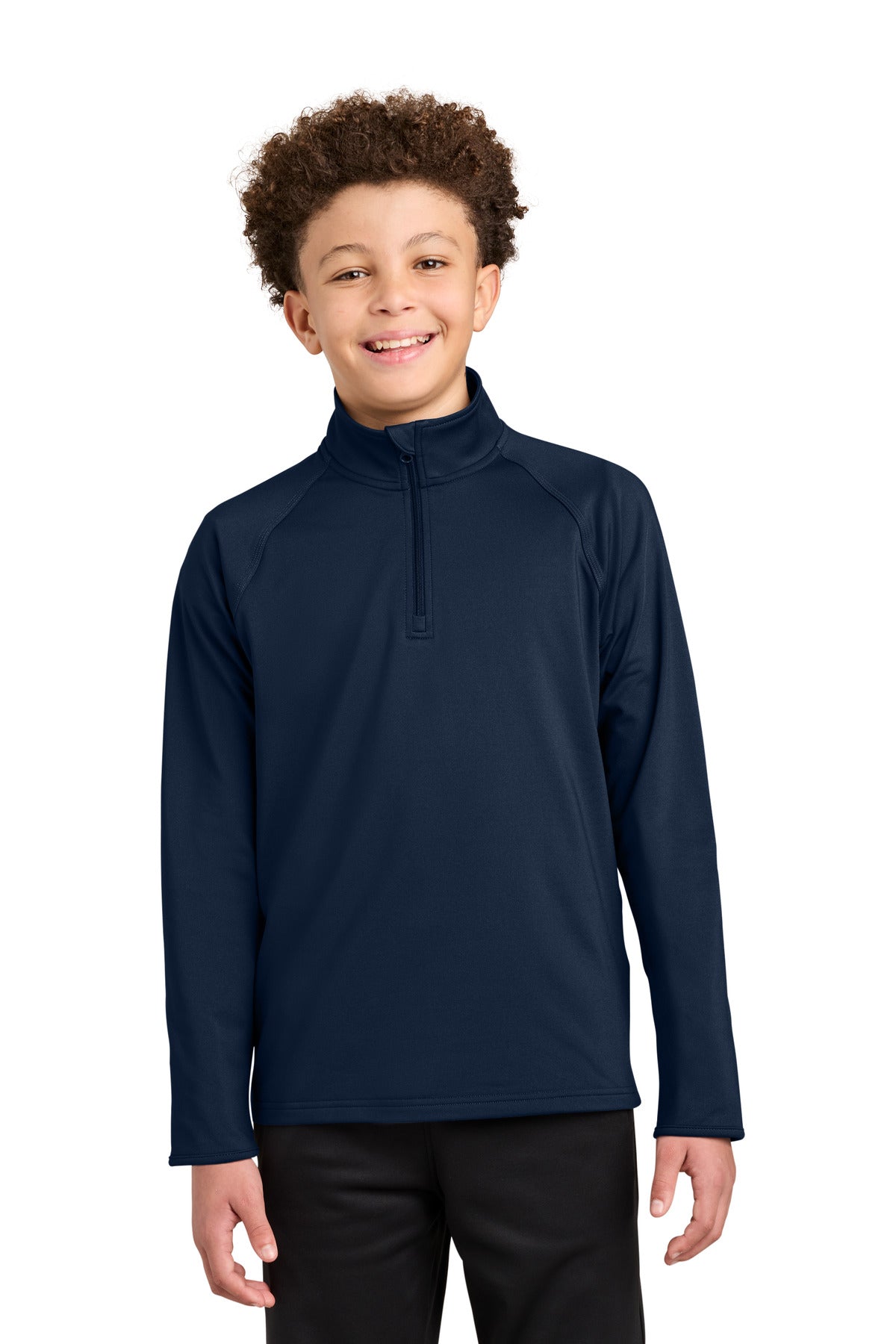 Custom logo Sport-Tek® Youth Sport-Wick® Stretch 1/4-Zip Pullover YST850 in True Navy
