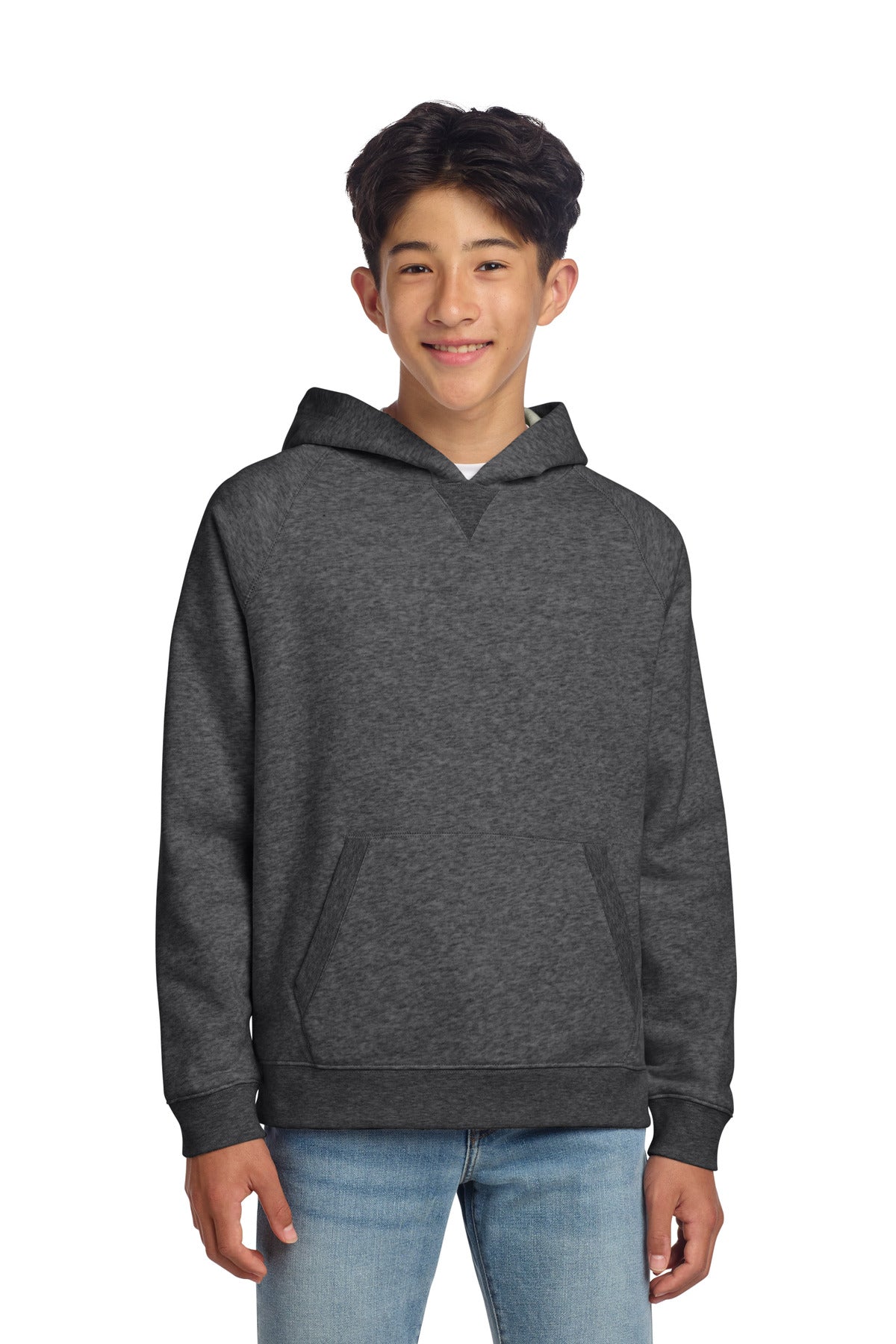 Custom logo Sport-Tek® Youth Drive Fleece Pullover Hoodie YSTF200 in Graphite Heather