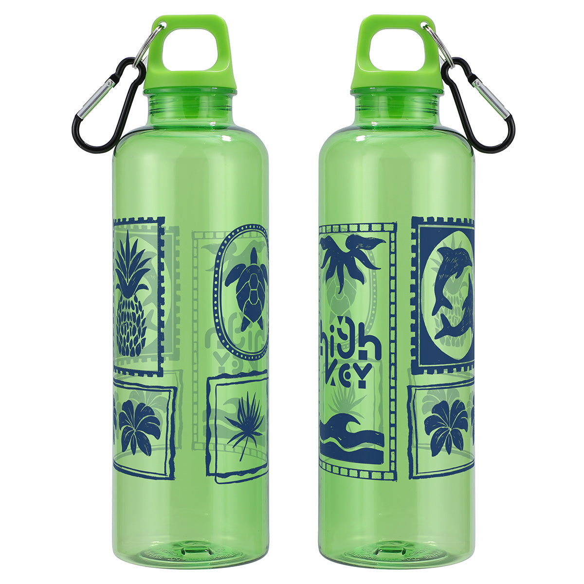 Aloha 25 oz RPET Reusable Translucent Bottle w/ Carabiner