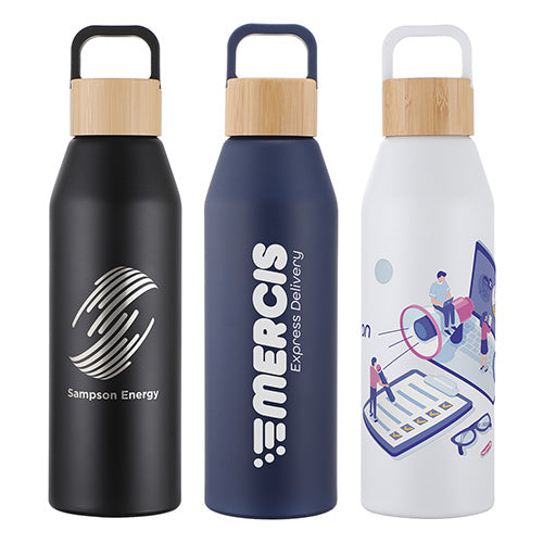 24 oz Recycled Aluminum Bottle with Bamboo Lid