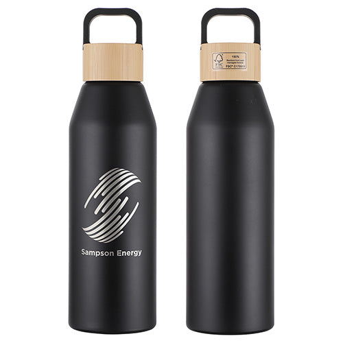 24 oz Recycled Aluminum Bottle with Bamboo Lid