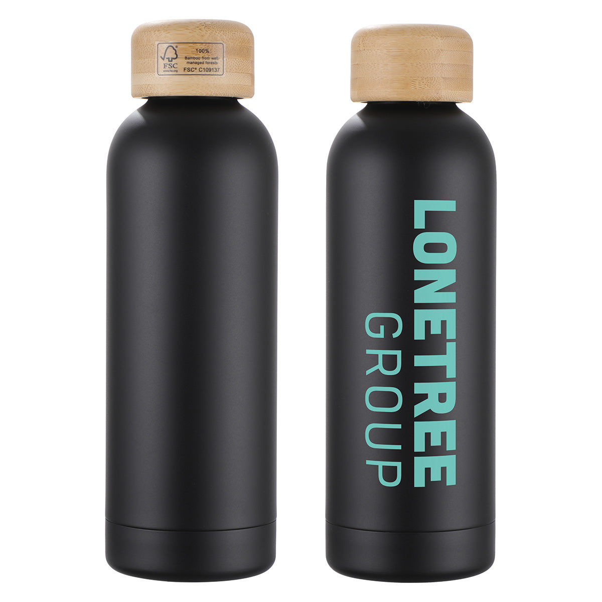 Lexi 17 oz Eco-Friendly Vacuum Stainless Steel Bottle w/ Bamboo Lid