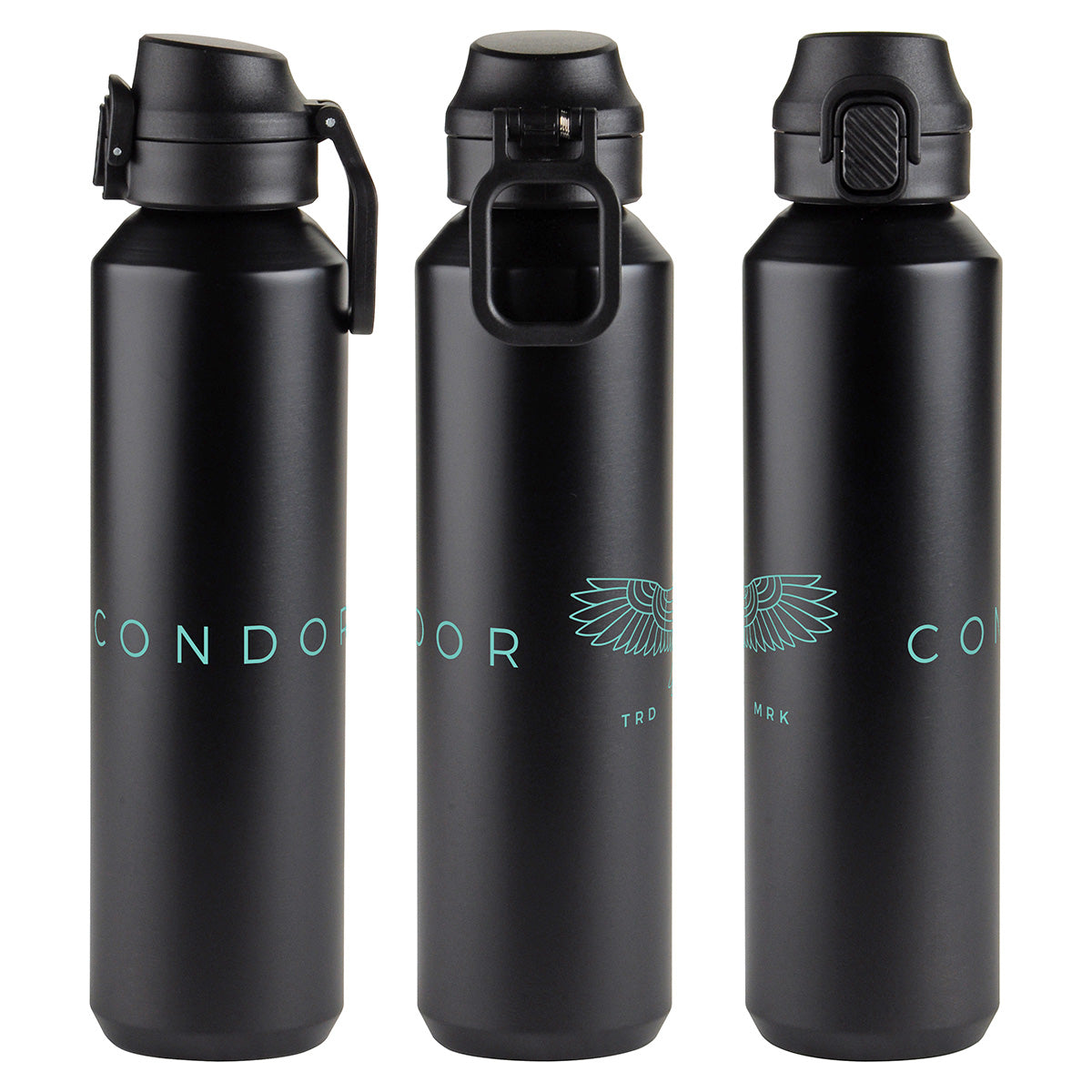 Nexus 27 oz Recycled Aluminum Bottle with Flip-Top Lid and Carabiner