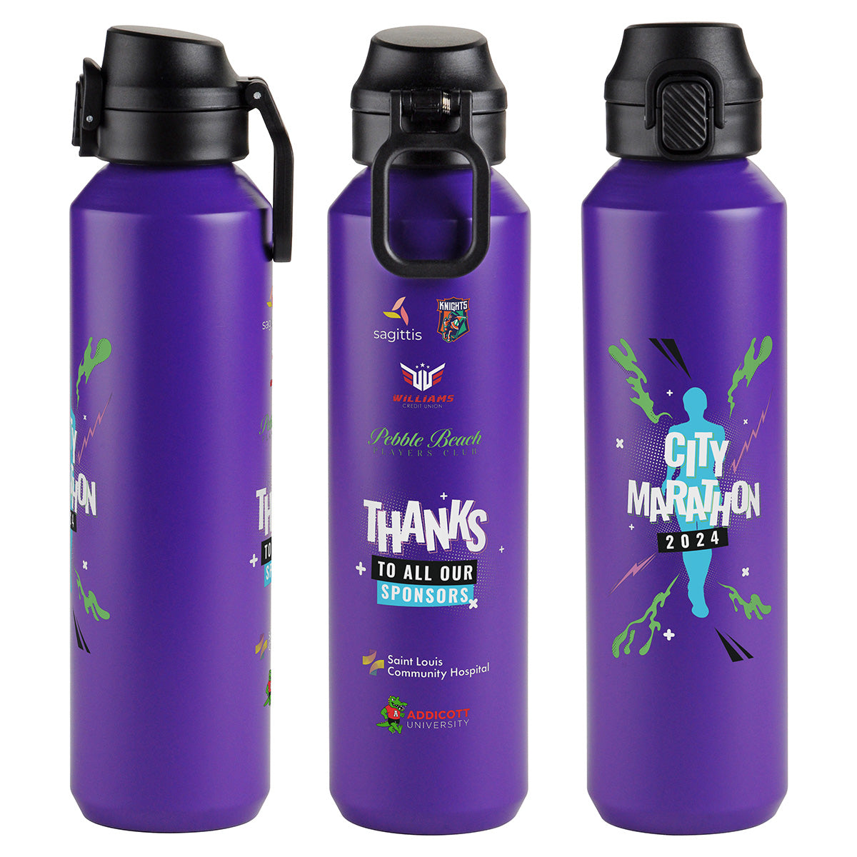 Nexus 27 oz Recycled Aluminum Bottle with Flip-Top Lid and Carabiner