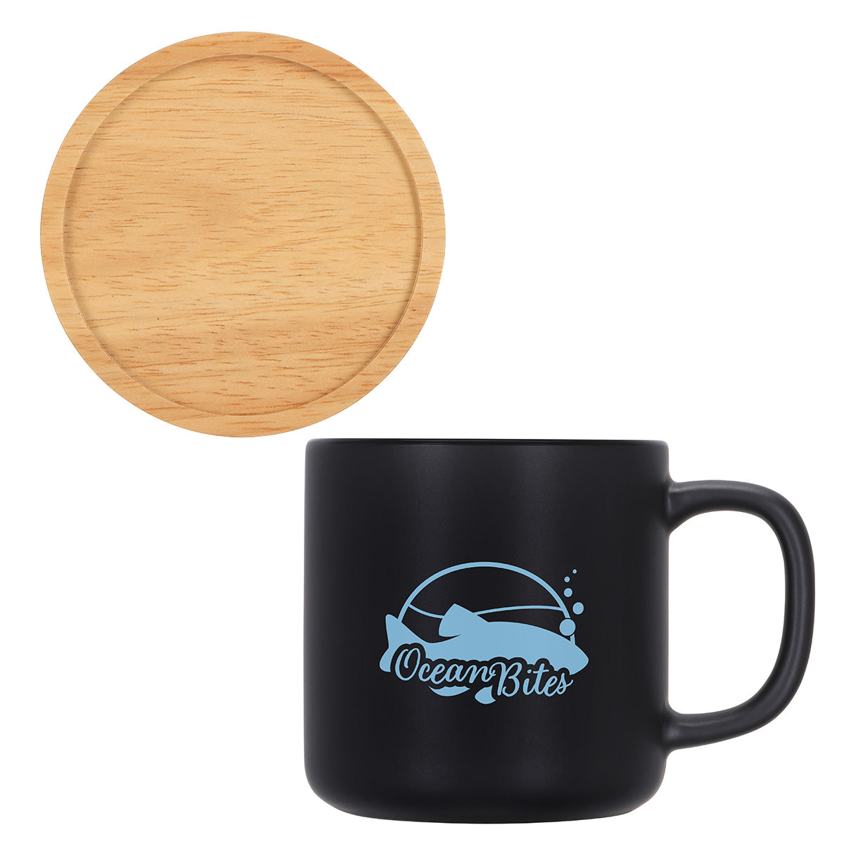 Dalton 12 oz Ceramic Mug w/ Bamboo Lid/Coaster