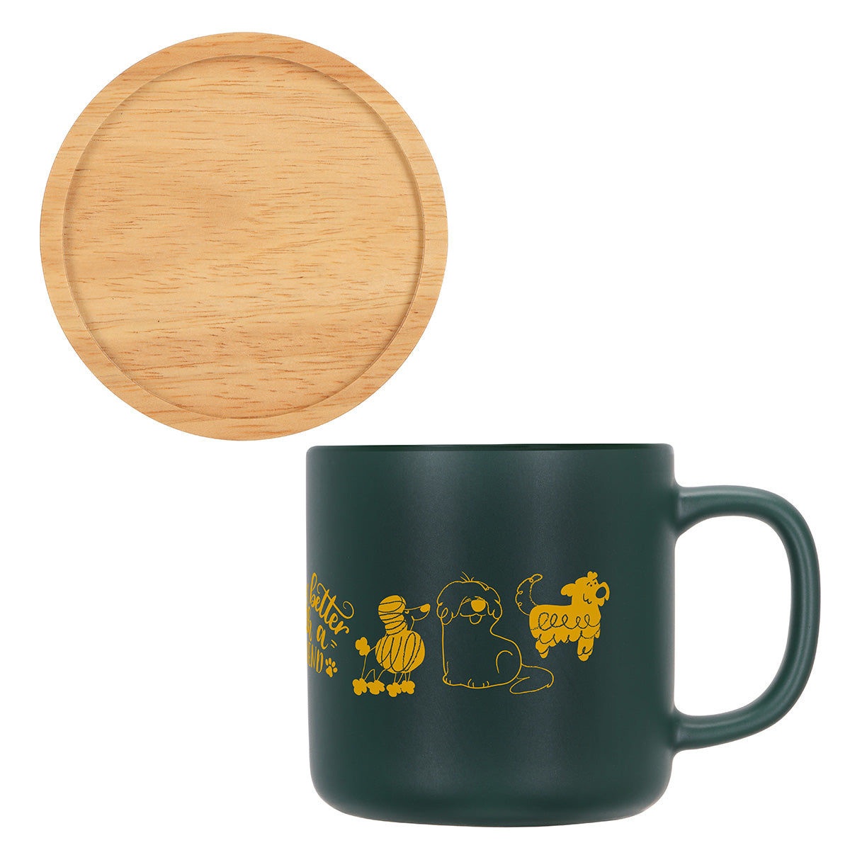 Dalton 12 oz Ceramic Mug w/ Bamboo Lid/Coaster