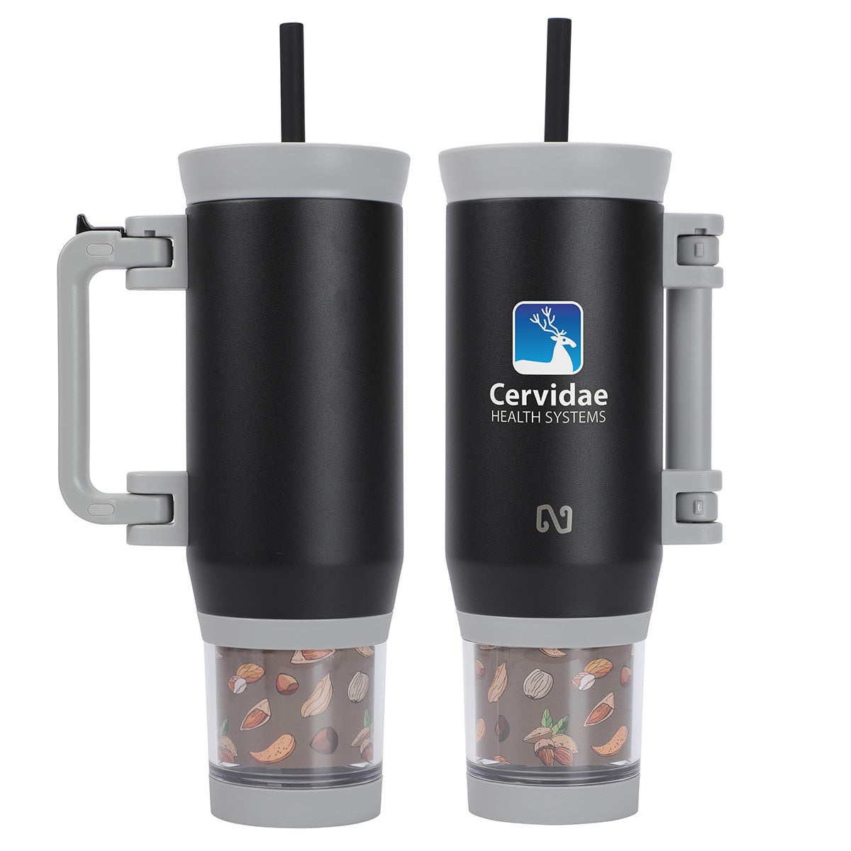 NAYAD® Quest 23 oz Stainless Steel Double-Wall Vacuum Insulated Mug with Foldable Handle & Snack Cup