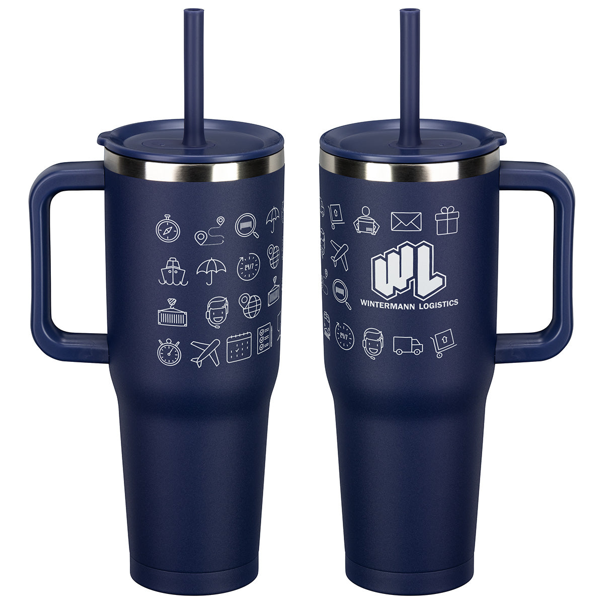 Custom logo SENSO® Summit 40 oz Insulated Stainless Steel Travel Mug with Press-In Straw Lid
