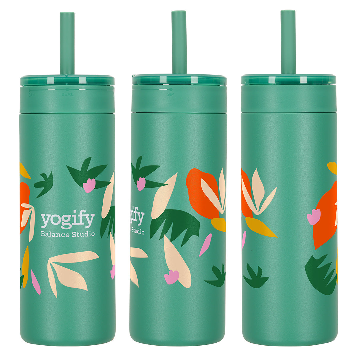 Custom logo Elyse 22 oz Eco-Friendly Leak Proof Vacuum Silicone Straw Tumbler in Basil