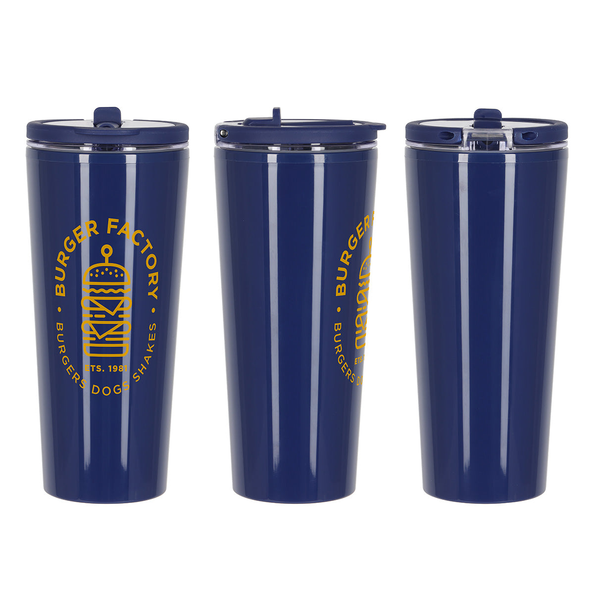 Custom logo Larsen 24 oz Recycled Acrylic Straw Tumbler w/ Handle in Navy Blue