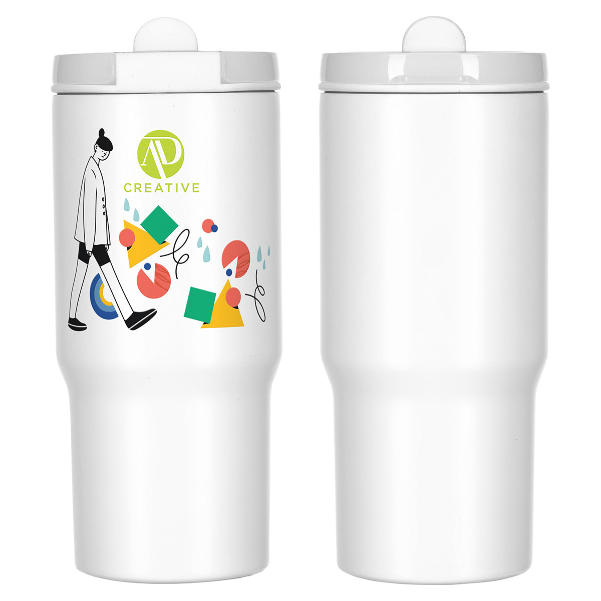 Custom logo Quincy 25 oz Eco-Friendly Vacuum Insulated Tumbler w/ Removable Straw in White
