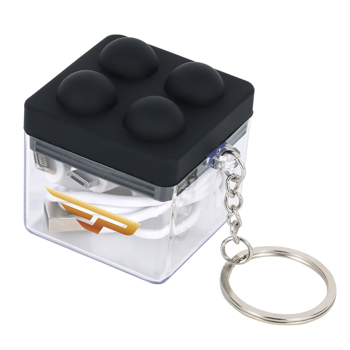 Push Pop Charging Cable with Keyring & Screen Cleaner