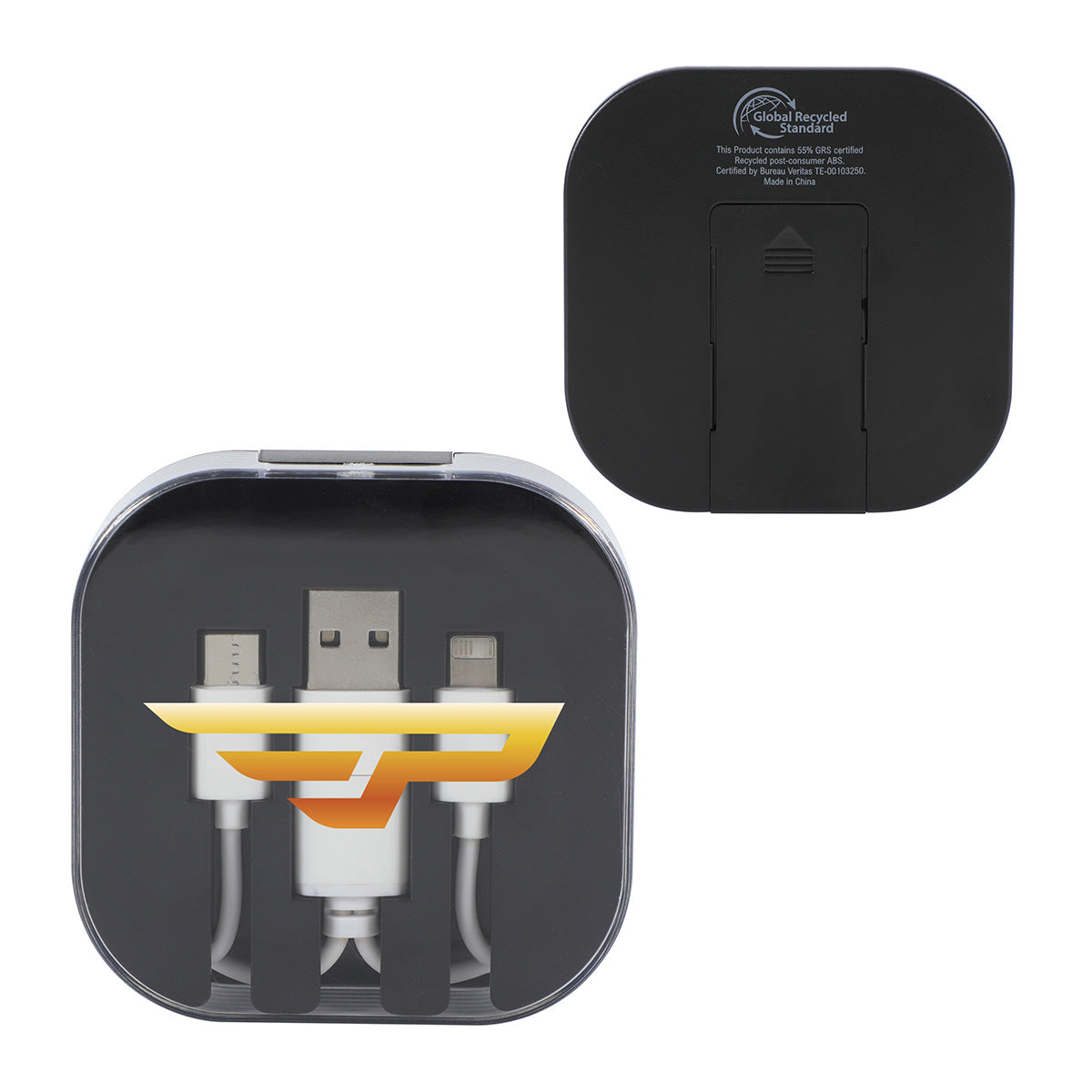 Tetra 4-in-1 Charging Cable With Recycled ABS Case & Built-In Phone Stand
