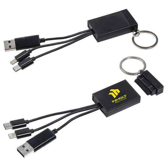 Custom logo Triplet 3-in-1 Charging Cable with Screen Cleaner