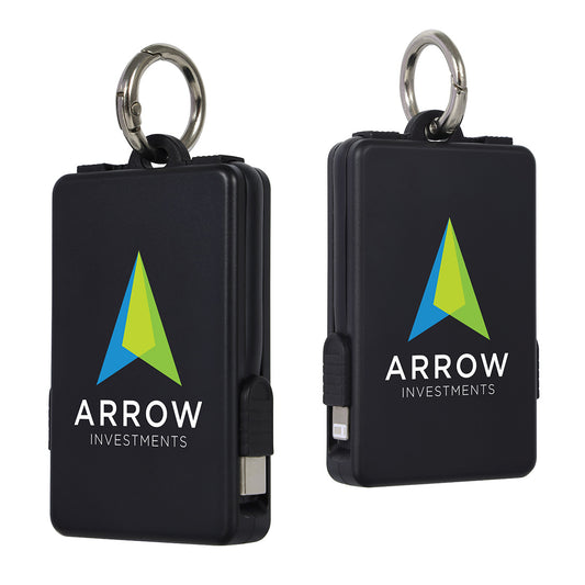 Custom logo Esprit 2000mAh UL Listed Power Bank with Built-In Cables