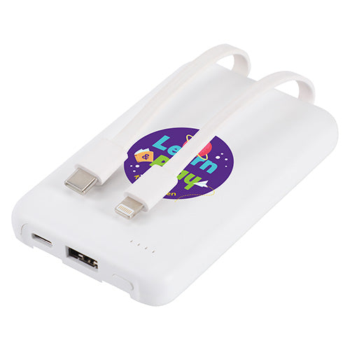 5000mAh UL-Listed Power Bank with Built-in Cables