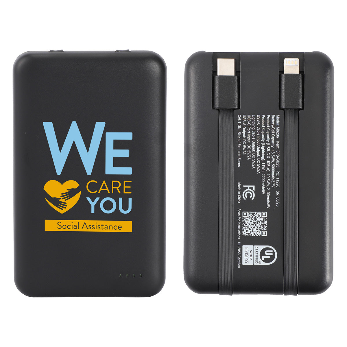 Guild 5000mAh UL-Listed Power Bank with Built-in Cables