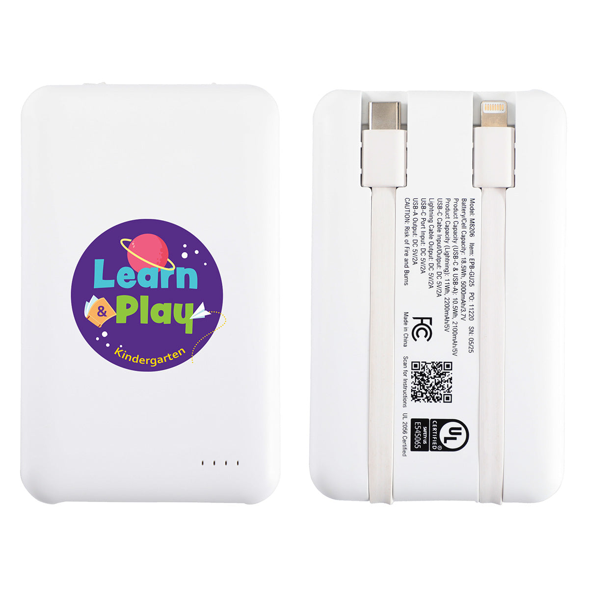 Guild 5000mAh UL-Listed Power Bank with Built-in Cables
