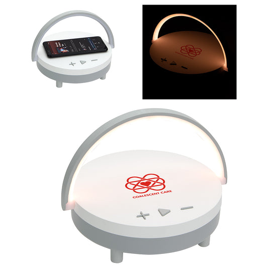 Custom logo Archway Wireless Speaker with 5W Wireless Charger + Touch Light