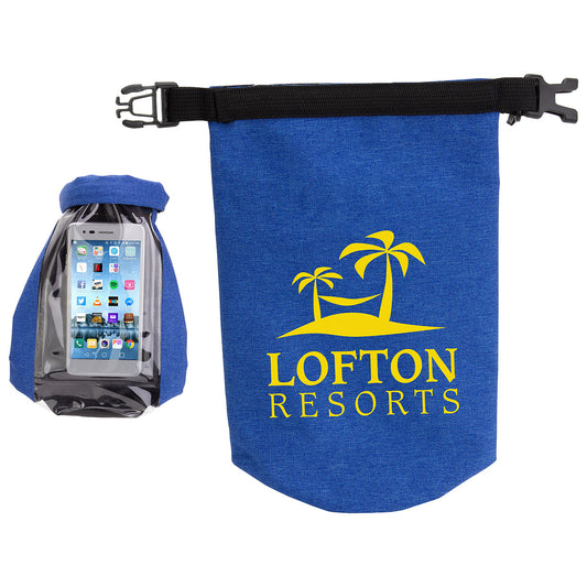 Custom logo 2-Liter Waterproof Gear Bag with Touch-Thru Phone Pocket