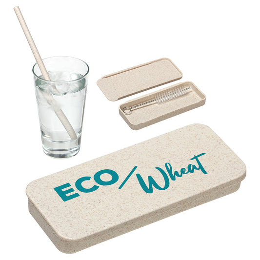 Custom logo Eco Wheat Straw Kit With Cleaning Brush