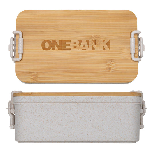 Custom logo Chuckwagon Stackable Lunch Box With Bamboo Lid & Utensils