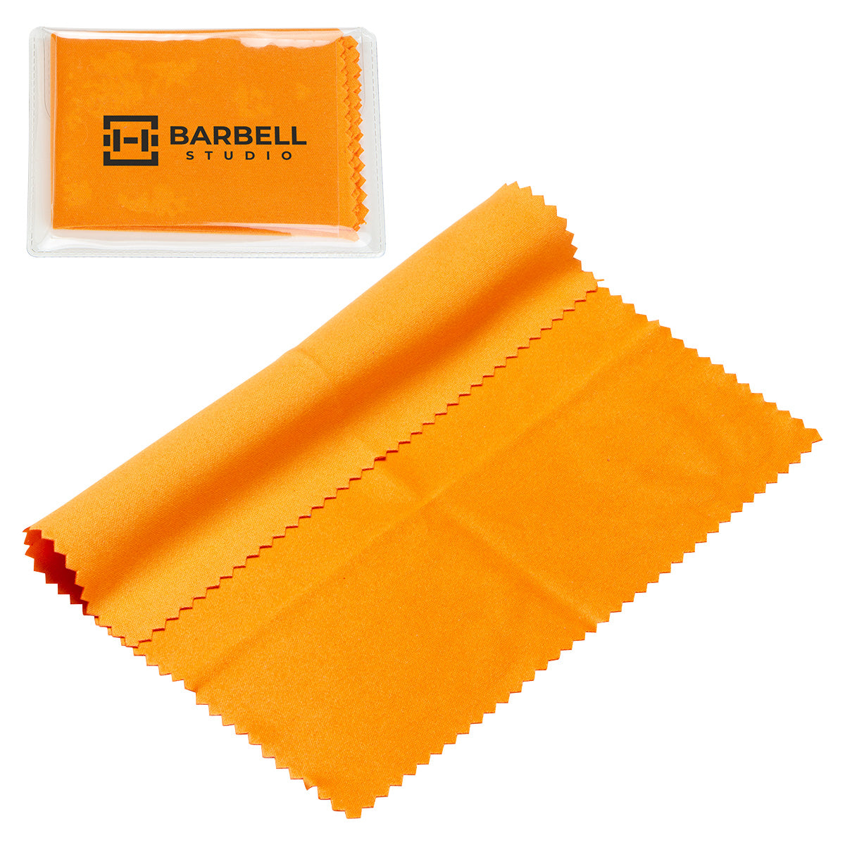 Custom logo 6" x 6" 220GSM Microfiber Cleaning Cloth in Clear PVC Case