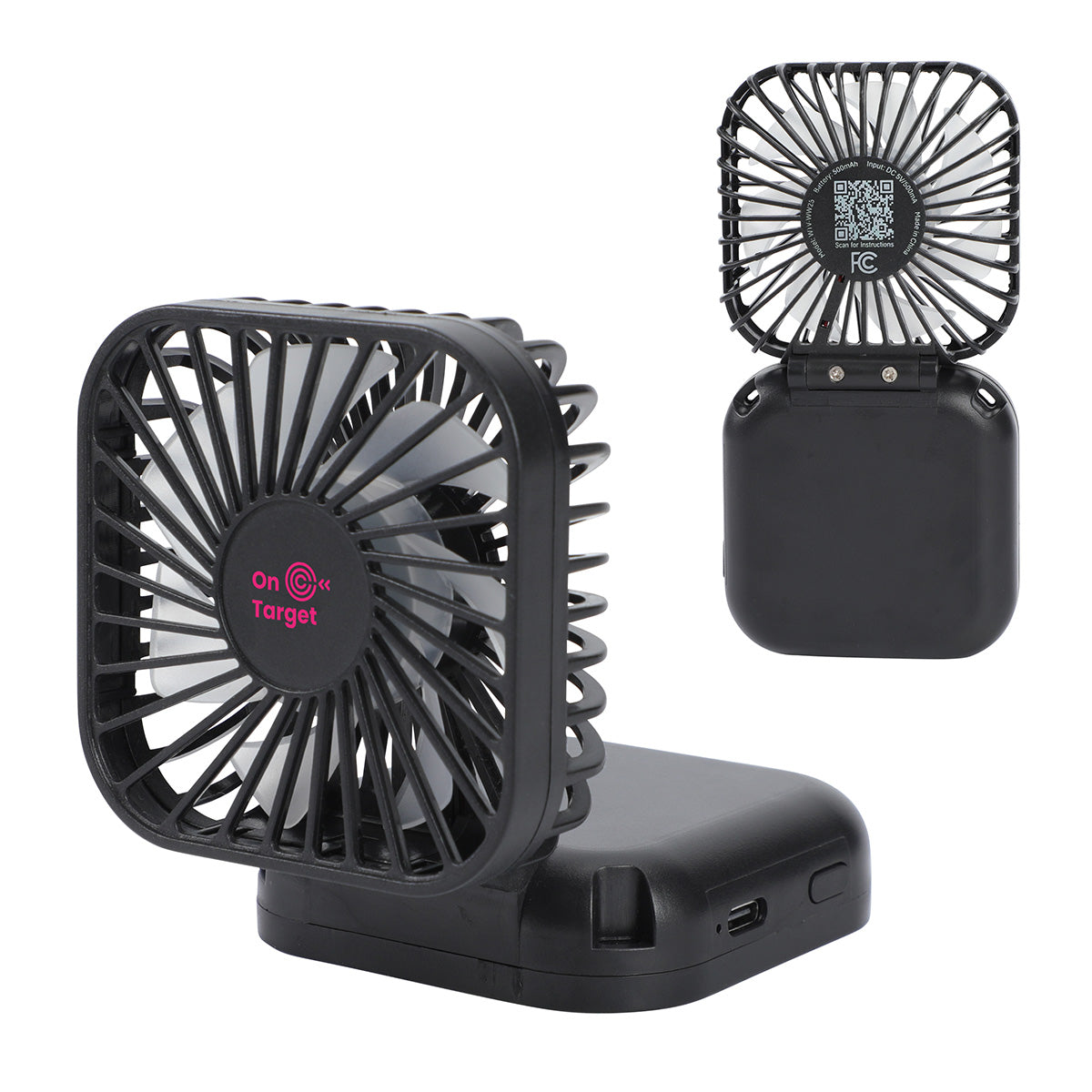 Whirlwind Mini Folding Rechargeable Fan with Lanyard